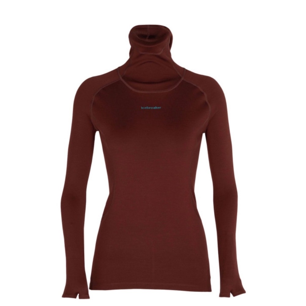 Icebreaker‎ Merino 300 Womens Turtleneck Base Layer Top Burgundy Maroon Medium